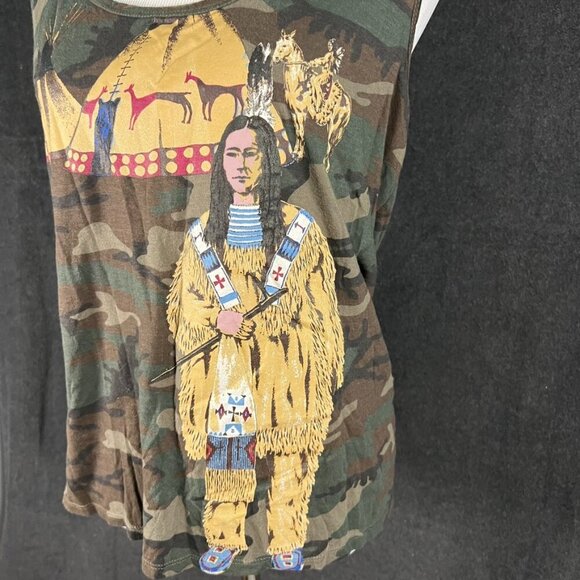 Ralph Lauren Denim & Supply Indian Camo Tie Up Tank xl Indian teepee horse RARE - Picture 1 of 5
